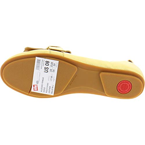 FitFlop Womens Frankie Fringe Leather Slip On Ballet Flats Gold 10 Medium (B,M)