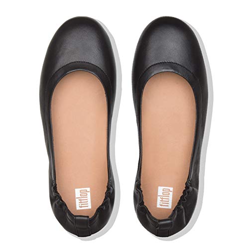 FitFlop Women's Allegro Ballet Flat, Black, 8