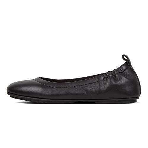 FitFlop Women's Allegro Ballet Flat, Black, 8