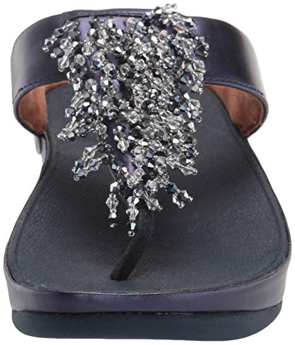 FitFlop Women's Rumba Beaded Toe-Post Sandals, Midnight Navy, 7