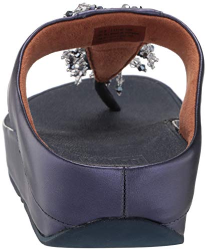 FitFlop Women's Rumba Beaded Toe-Post Sandals, Midnight Navy, 7