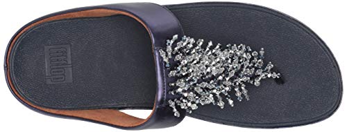 FitFlop Women's Rumba Beaded Toe-Post Sandals, Midnight Navy, 7