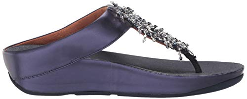 FitFlop Women's Rumba Beaded Toe-Post Sandals, Midnight Navy, 7