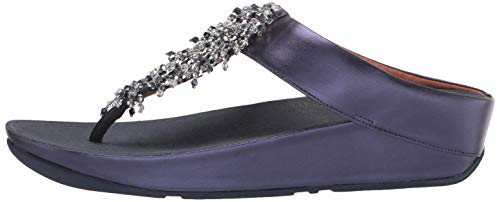 FitFlop Women's Rumba Beaded Toe-Post Sandals, Midnight Navy, 7