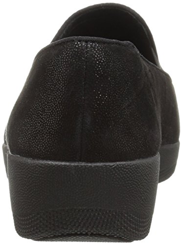 FitFlop Women's Superskate Leather Loafers Flat, Black, 5 M US