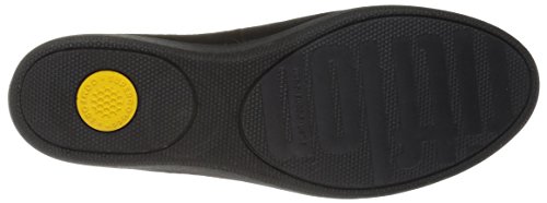 FitFlop Women's Superskate Leather Loafers Flat, Black, 5 M US