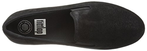 FitFlop Women's Superskate Leather Loafers Flat, Black, 5 M US