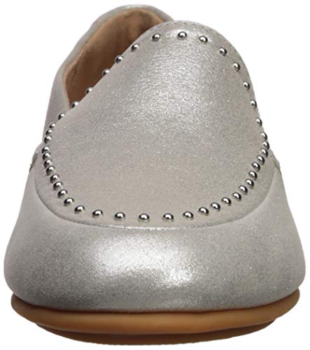 FitFlop Women's Silver Suede Loafer, Size 8