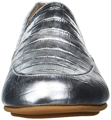 FitFlop Women's Loafer Flat, Silver, 8