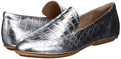 FitFlop Women's Loafer Flat, Silver, 8
