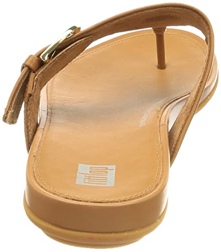 Gracie Buckle Leather Toe-Post Sandal, Size 9