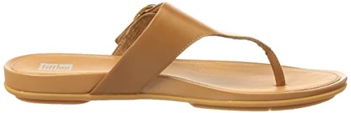 Gracie Buckle Leather Toe-Post Sandal, Size 9