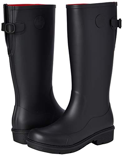FitFlop Women's Wellington Rain Boot, All Black, 8