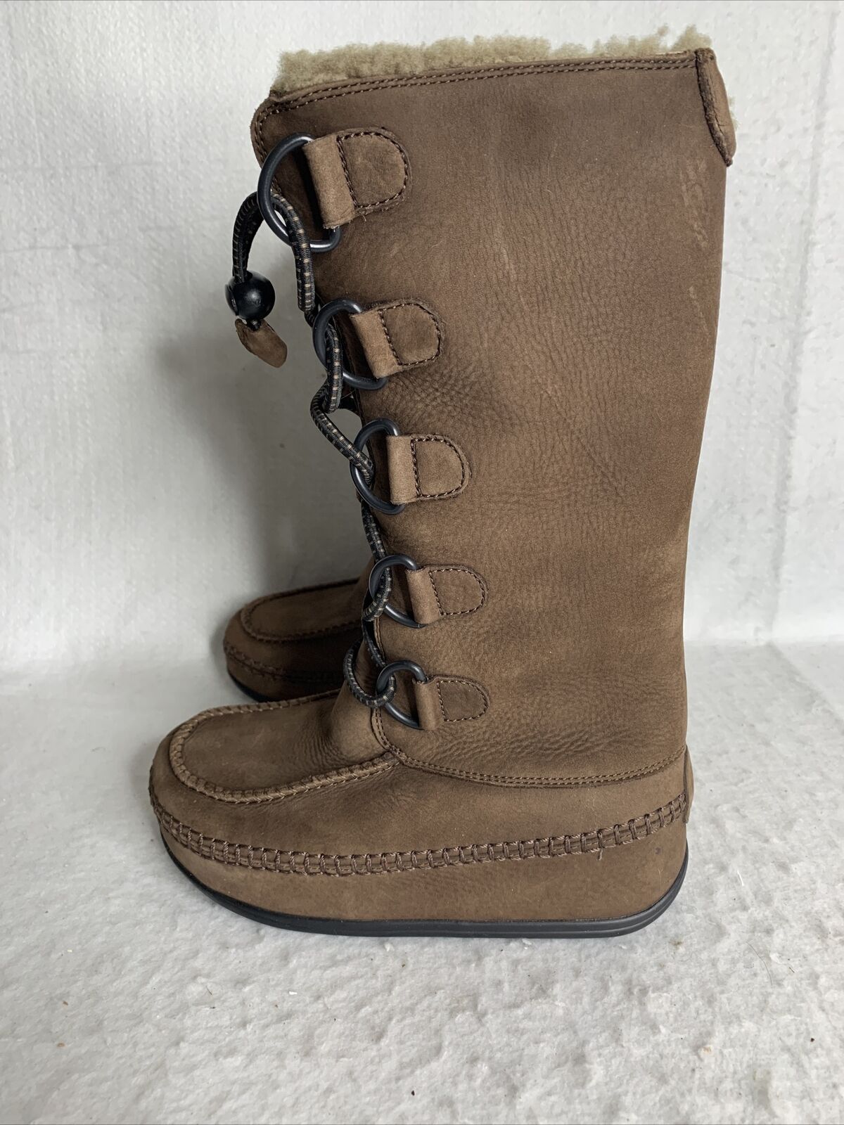 FitFlops Tall Mukluk Moc 2 Shearling Lined Boots Chocolate Brown Womens Sz 6