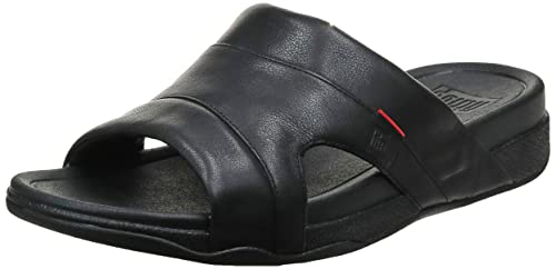 Black Leather Men's FitFlop Slide Sandal US 11