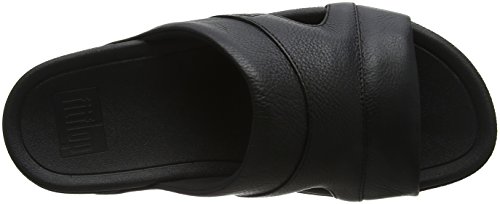 Black Leather Men's FitFlop Slide Sandal US 11