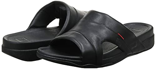 Black Leather Men's FitFlop Slide Sandal US 11