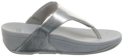 FitFlop Lulu Glitz Toe Post Sandals for Women - Man-Made Upper with Slide-On Construction, Round Toe Design, and Outsole Silver 7 M (B)