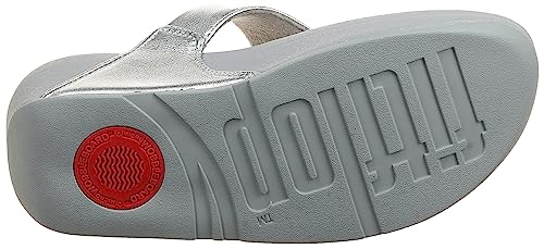 FitFlop Lulu Glitz Toe Post Sandals for Women - Man-Made Upper with Slide-On Construction, Round Toe Design, and Outsole Silver 7 M (B)