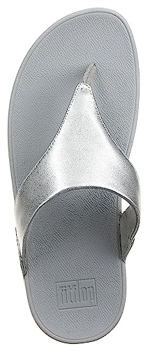 FitFlop Lulu Glitz Toe Post Sandals for Women - Man-Made Upper with Slide-On Construction, Round Toe Design, and Outsole Silver 7 M (B)