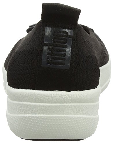 FitFlop Women's Uberknit Ballerina with Bow Closed Toe Ballet Flats, Black Black 001, 8.5