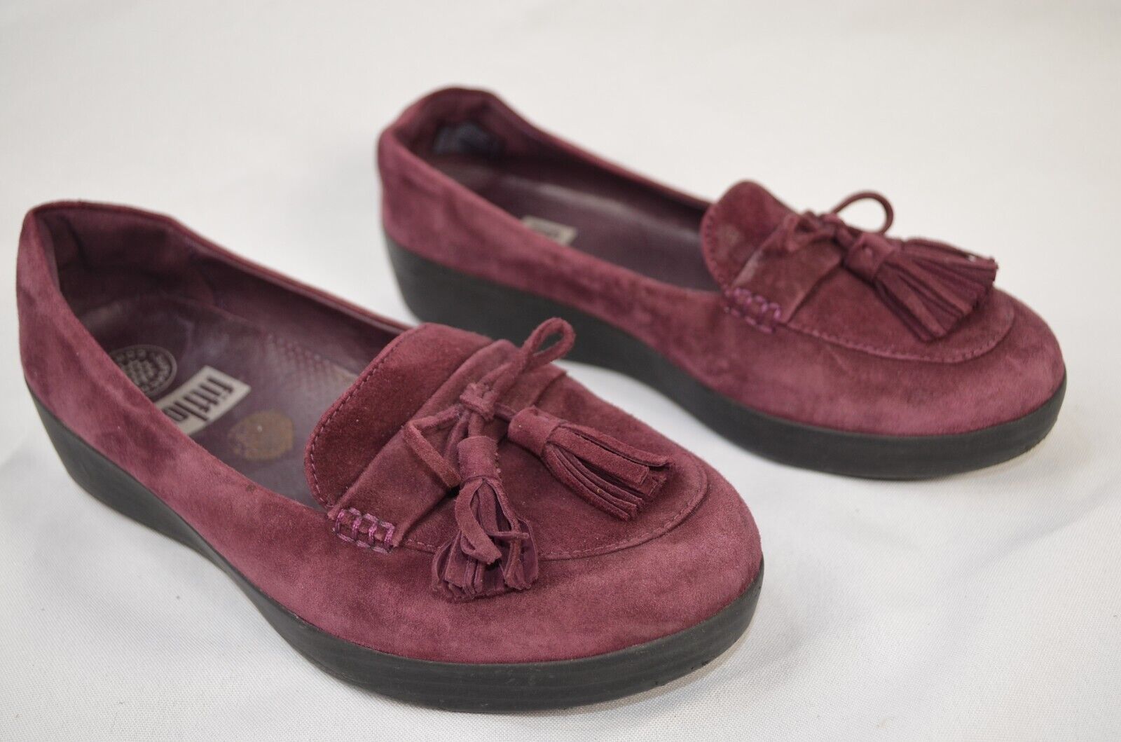Burgundy Suede Tassel Bow Sneakerloafers for Women