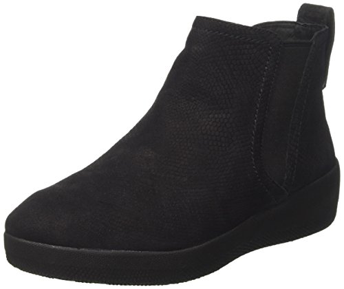 FitFlop Women's Chelsea Boots, Black Black Snake Embossed 394, 5