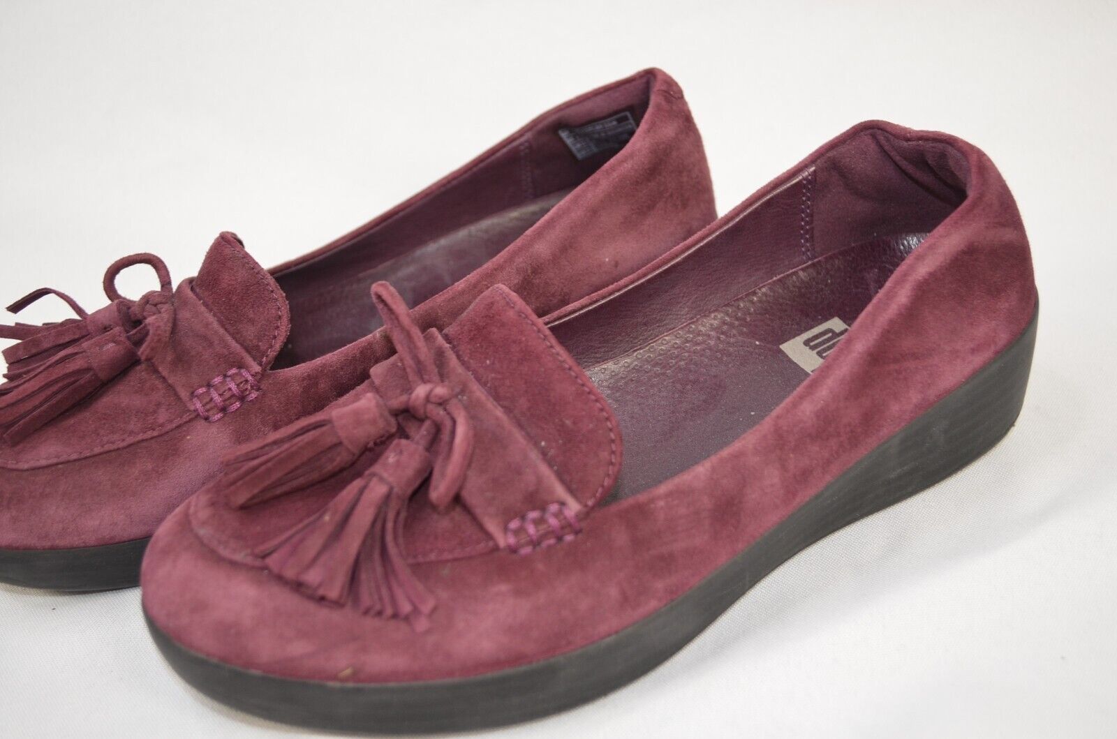 Burgundy Suede Tassel Bow Sneakerloafers for Women
