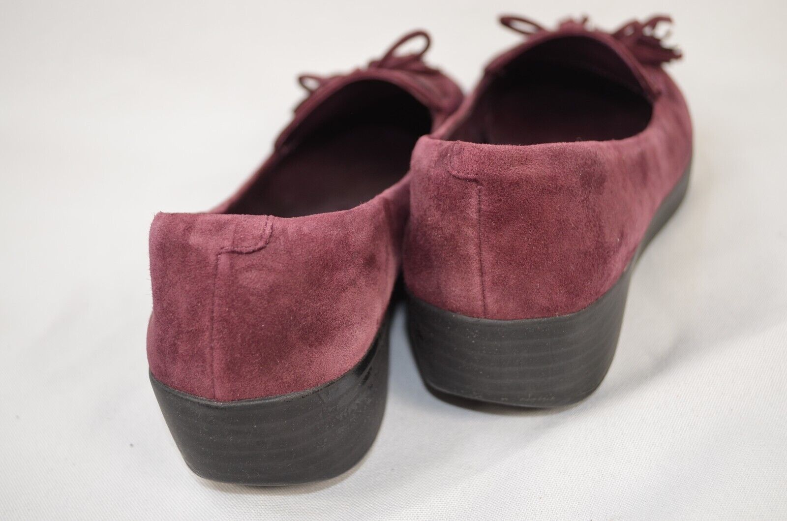 Burgundy Suede Tassel Bow Sneakerloafers for Women