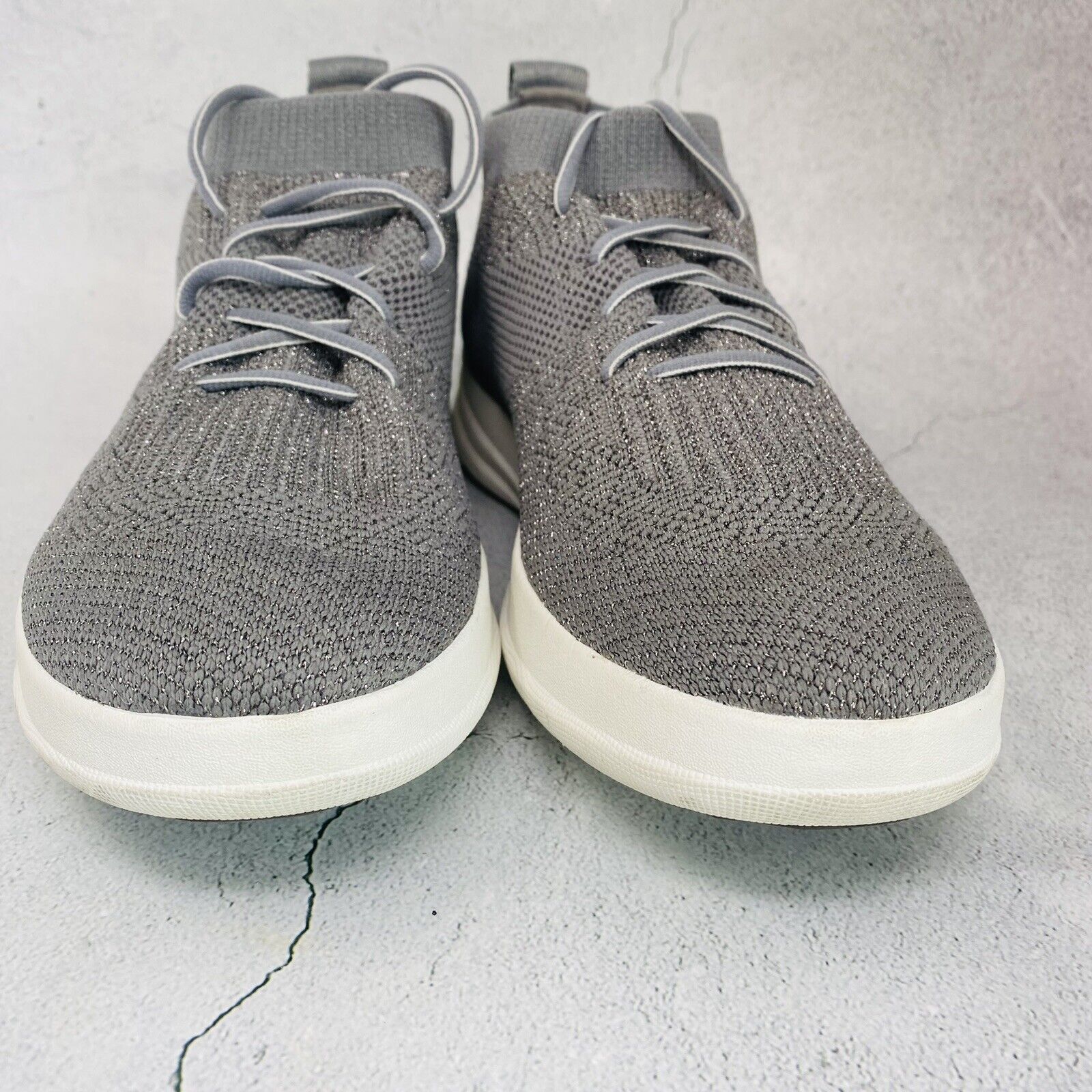 Gray Glitter Fitflop Uberknit Slip-On Sneakers Sz8M
