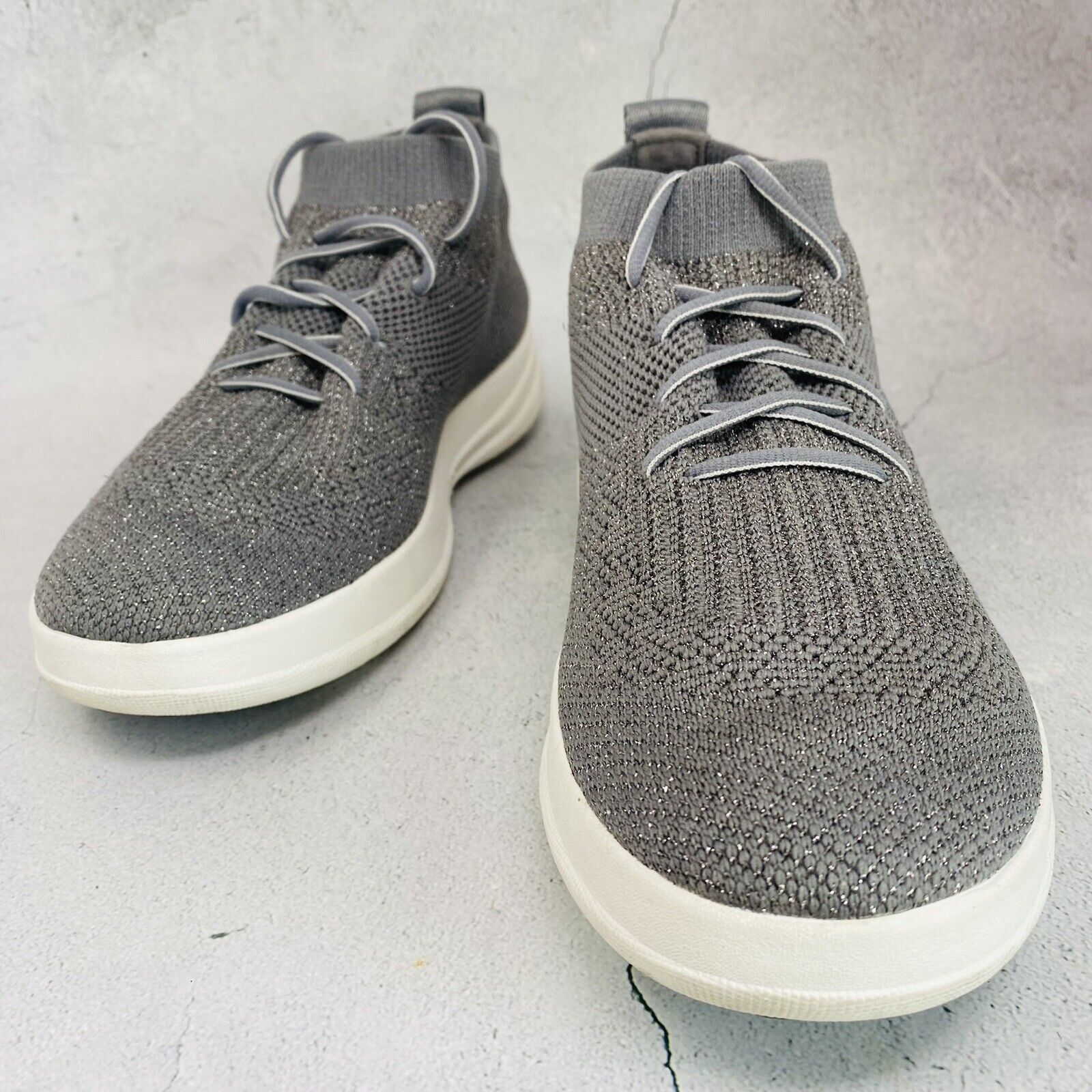 Gray Glitter Fitflop Uberknit Slip-On Sneakers Sz8M