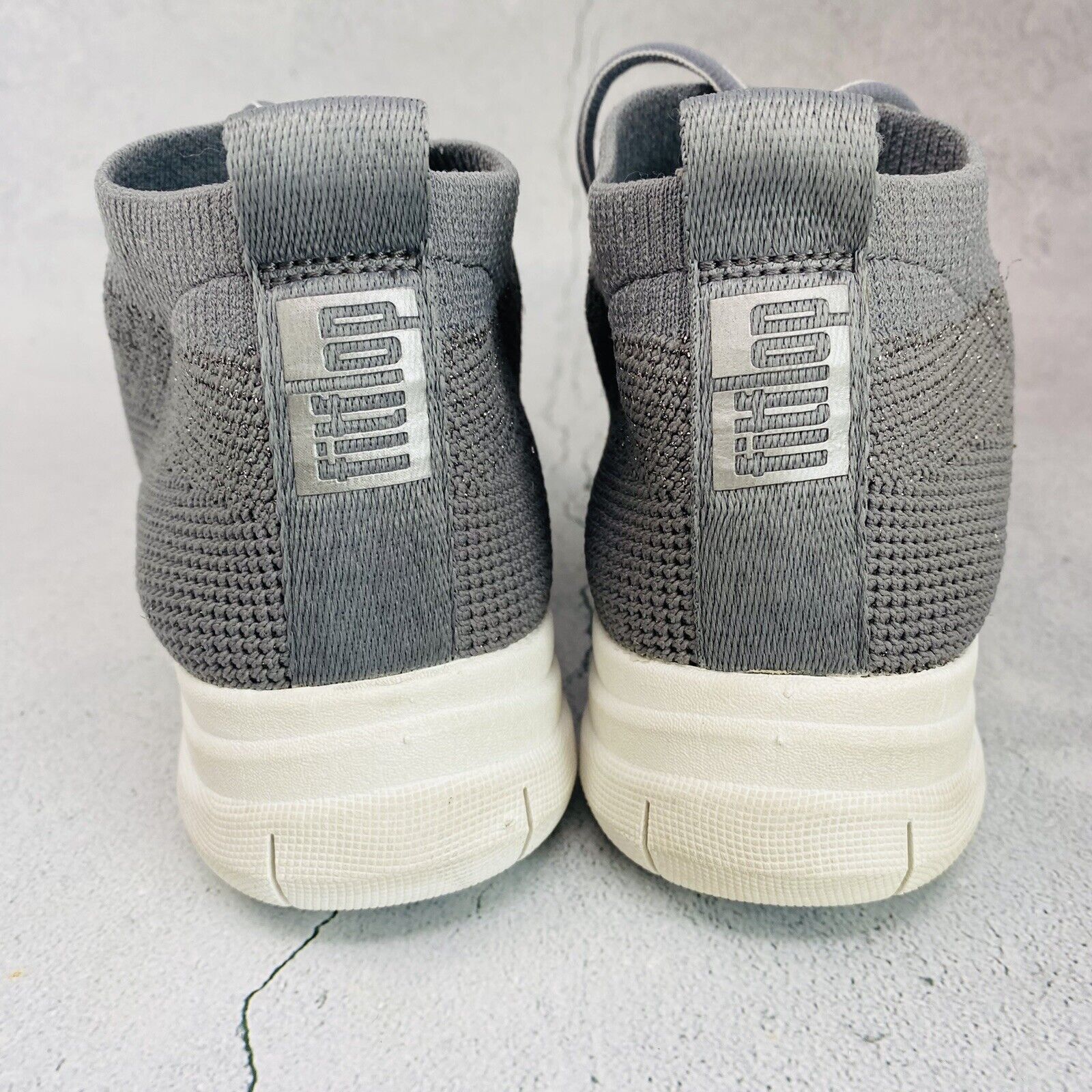 Gray Glitter Fitflop Uberknit Slip-On Sneakers Sz8M