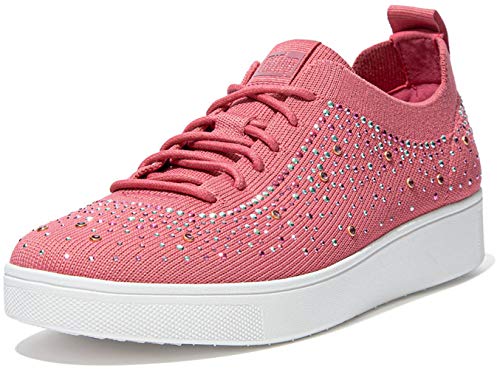 FitFlop Women's Rally Ombre Crystal Knit Sneakers, Deep Pink - 8 M
