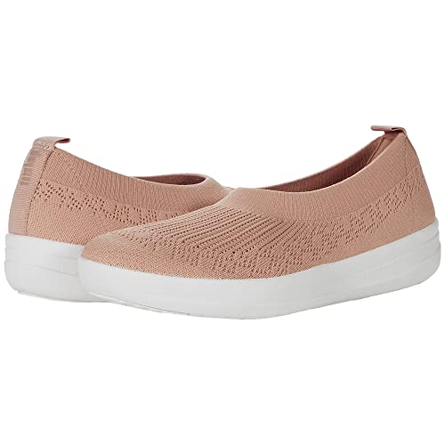 FitFlop Women's Uberknit Slip-On Ballerina Sneaker, Beige, 5