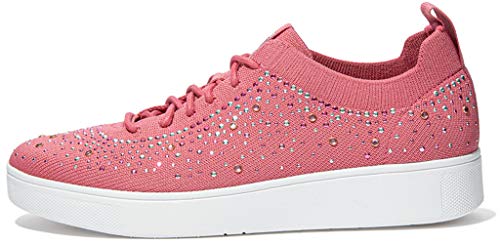 FitFlop Women's Rally Ombre Crystal Knit Sneakers, Deep Pink - 8 M