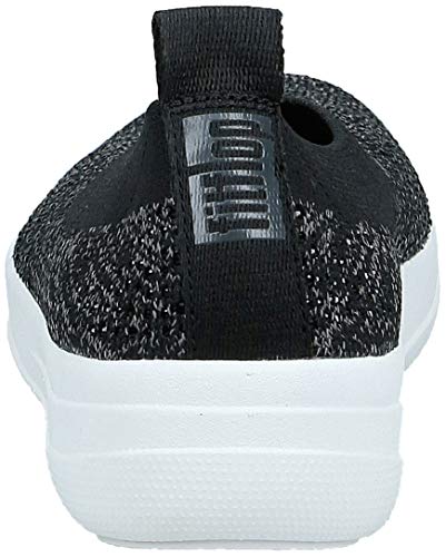 FitFlop New Women's Uberknit Ballerina Flat Black/Soft Grey 8