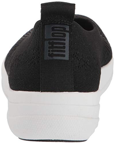 FitFlop Women's Uberknit Slip-ON Ballerina Ballet Flat, Black, 7 M US