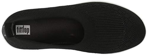 FitFlop Women's Uberknit Slip-ON Ballerina Ballet Flat, Black, 7 M US
