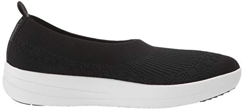FitFlop Women's Uberknit Slip-ON Ballerina Ballet Flat, Black, 7 M US