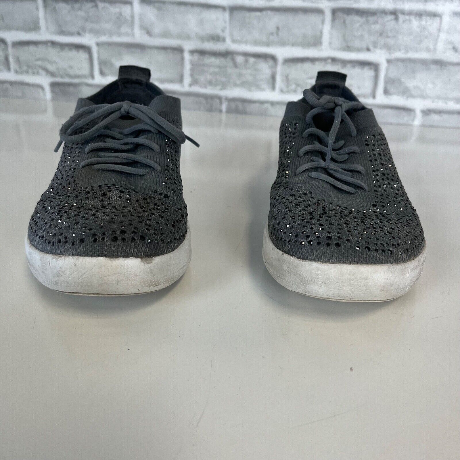 Charcoal Gray Crystal F-Sporty Sneakers for Women