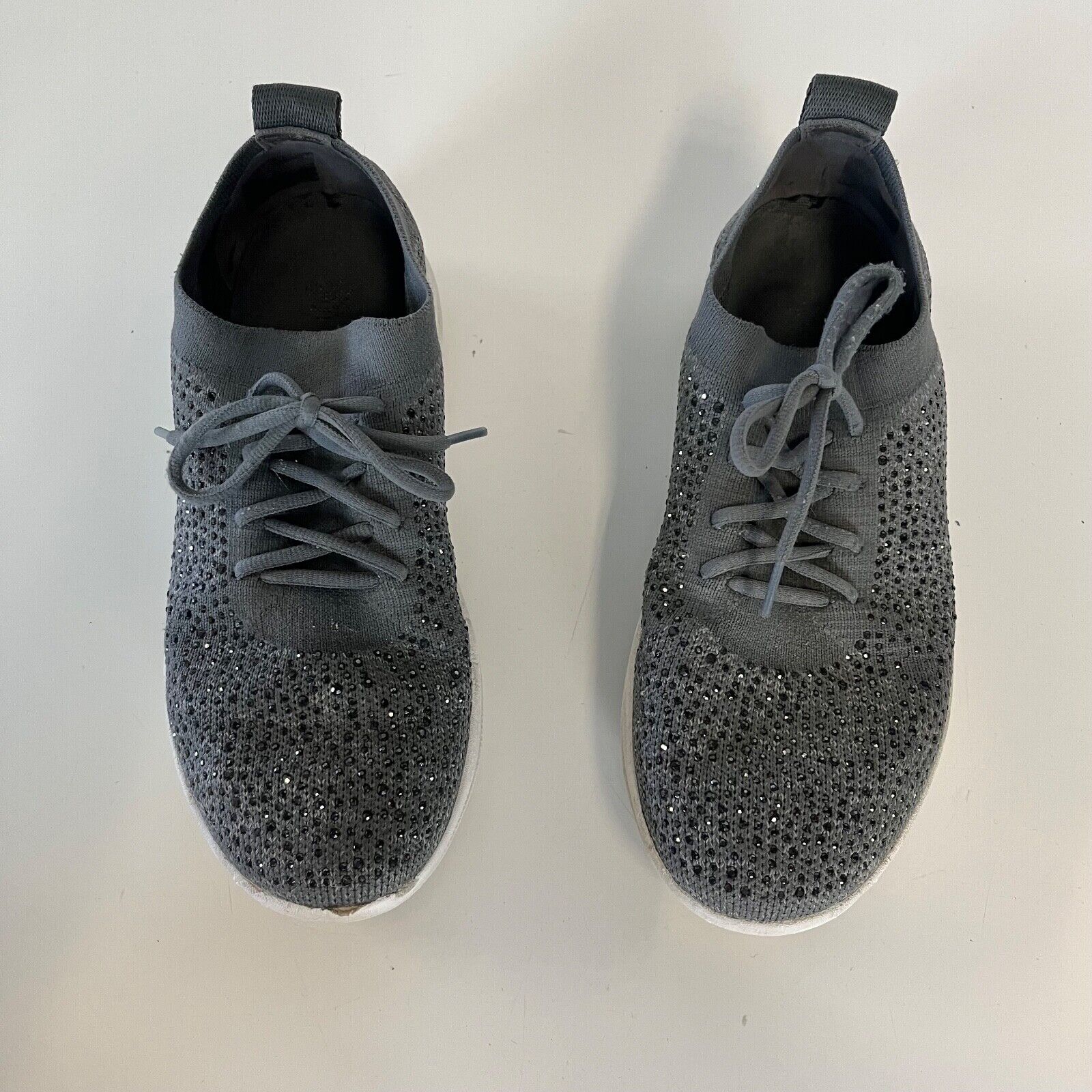 Charcoal Gray Crystal F-Sporty Sneakers for Women