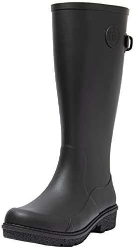 FitFlop Women's WonderWelly Tall Rain Boots All Black 6