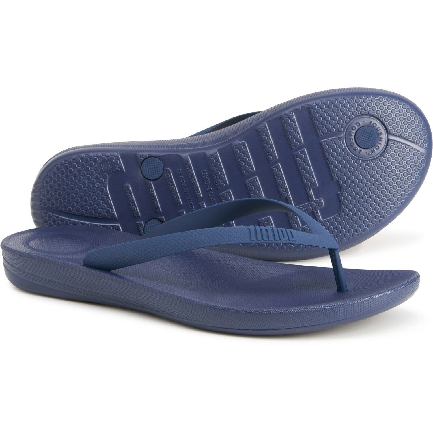 Men's IQushion Flip Flop Sandals: Black/Navy, Sizes 11-12