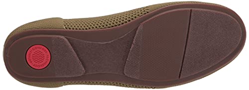 FitFlop Women's Allegro Tonal Knit Ballerina Ballet Flat, Olive Green, 6