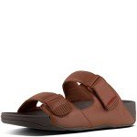 FitFlop Men's Gogh Moc Slide Leather Sandal, Dark Tan, 11