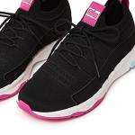 Women's Knit Sports Sneakers with Lace-Up Closure - Black Mix