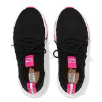 Women's Knit Sports Sneakers with Lace-Up Closure - Black Mix