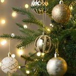Valery Madelyn Christmas Ornaments Set, 30ct White and Gold Shatterproof Christmas Tree Decorations Ball Ornaments Bulk, 2.36 Inches Elegant Hanging Ornaments for Xmas Trees Holiday Decor