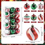 2.36’’ Christmas Balls Ornaments - 30PCS Plastic Christmas Tree Ornaments Balls, 2024 Christmas Ornaments, White Green and Red Hanging Decorations, Shatterproof Ornaments for Christmas