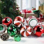 2.36’’ Christmas Balls Ornaments - 30PCS Plastic Christmas Tree Ornaments Balls, 2024 Christmas Ornaments, White Green and Red Hanging Decorations, Shatterproof Ornaments for Christmas